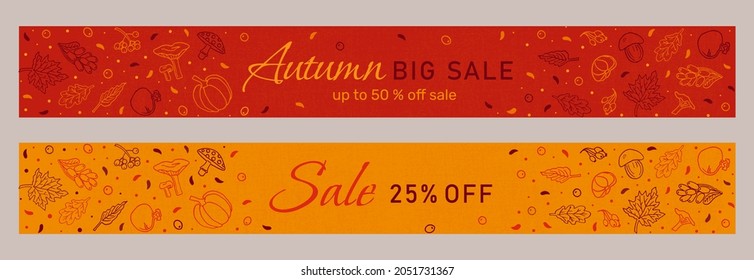 Set of colorful autumn banners sale. Vertical modern promotion rectangular web banner in vector format.