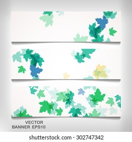 Set of colorful autumn leaves banners, vector elegant  illustration
