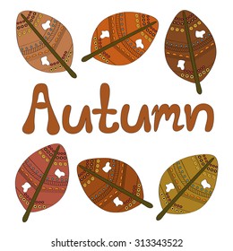 Set of colorful autumn leaves vector background 