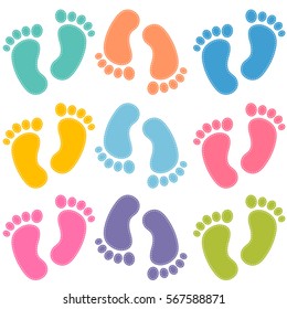 Set Colorful Baby Footprints Stock Vector (Royalty Free) 567588871