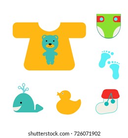 Set of colorful baby-toys in flat style.