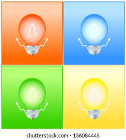 set of colorful background with bulb 