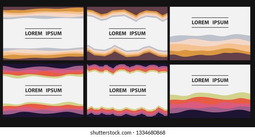 Set of Colorful background with curved lines. Pattern design for banner, poster, flyer, card, postcard, cover, brochure