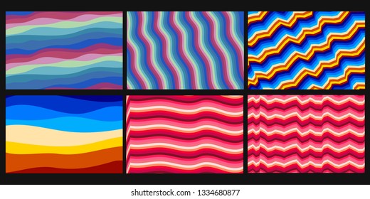 Set of Colorful background with curved lines. Pattern design for banner, poster, flyer, card, postcard, cover, brochure