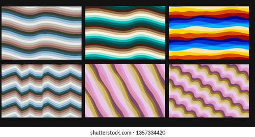 Set of Colorful background with curved lines. Pattern design for banner, poster, flyer, card, postcard, cover, brochure