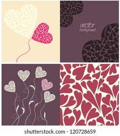set of colorful background with hearts
