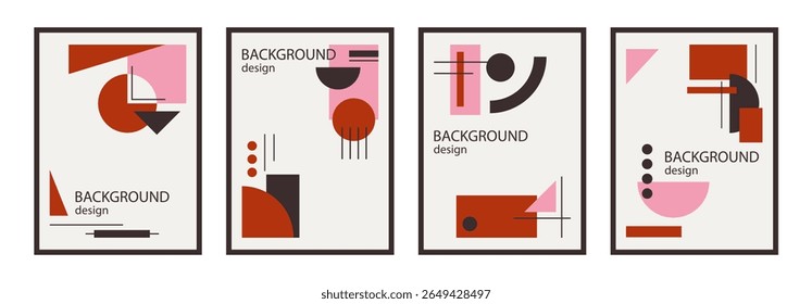 Set of colorful background poster with geometric shape and line set. abstract pattern, design line art, trendy style. illustration with circle, square, triangle. design for cards, invitation
