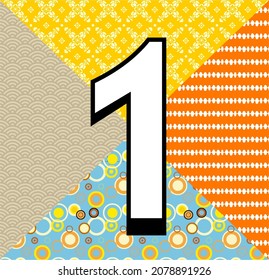 Set of colorful background swatches with number one. Abstract textures with circles, polka dot design. Background with a wide variety of colors and patterns. Square shaped suitable for social sharing.