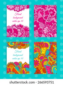 Set of colorful backgrounds. Floral elements. Templates for flyers and cards.