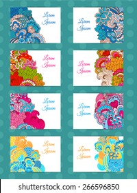 Set of colorful backgrounds. Floral elements. Templates for flyers, invitations and cards.