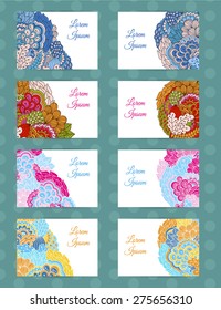 Set of colorful backgrounds. Floral elements. Templates for flyers, invitations and cards.