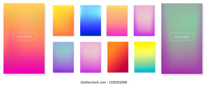 Set of colorful backgrounds for smartphone. Soft color gradients. Modern display themes. Template design for mobile app.