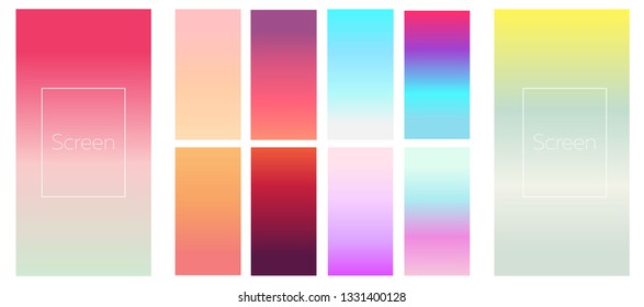 Set of colorful backgrounds for smartphone. Soft color gradients. Modern display themes. Template design for mobile app. Vector illustration - Vector