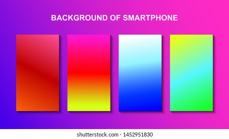 Set of colorful backgrounds for smartphone. Template design for mobile app, ui, design theme. Soft color background on dark. Modern screen vector design for mobile app. Soft color abstract gradients.