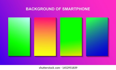 Set of colorful backgrounds for smartphone. Template design for mobile app, ui, design theme. Soft color background on dark. Modern screen vector design for mobile app. Soft color abstract gradients.