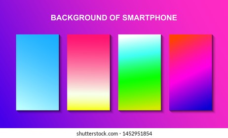 Set of colorful backgrounds for smartphone. Template design for mobile app, ui, design theme. Soft color background on dark. Modern screen vector design for mobile app. Soft color abstract gradients.