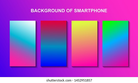 Set of colorful backgrounds for smartphone. Template design for mobile app, ui, design theme. Soft color background on dark. Modern screen vector design for mobile app. Soft color abstract gradients.