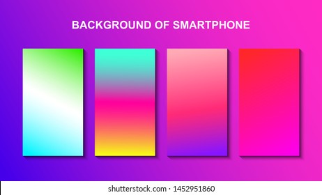 Set of colorful backgrounds for smartphone. Template design for mobile app, ui, design theme. Soft color background on dark. Modern screen vector design for mobile app. Soft color abstract gradients.