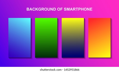 Set of colorful backgrounds for smartphone. Template design for mobile app, ui, design theme. Soft color background on dark. Modern screen vector design for mobile app. Soft color abstract gradients.