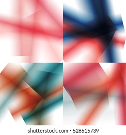 Set of colorful backgrounds with soft gradients and lines. Abstract texture with blurred and geometrical shapes. Stylish desighn element.
