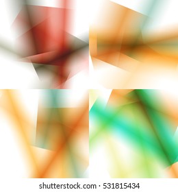 Set of colorful backgrounds with soft gradients and lines. Abstract texture with blurred and geometrical shapes. Stylish desighn element.