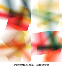 Set of colorful backgrounds with soft gradients and lines. Abstract texture with blurred and geometrical shapes. Stylish desighn element.