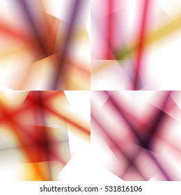 Set of colorful backgrounds with soft gradients and lines. Abstract texture with blurred and geometrical shapes. Stylish desighn element.