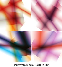 Set of colorful backgrounds with soft gradients and lines. Abstract texture with blurred and geometrical shapes. Stylish desighn element.