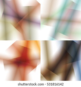 Set of colorful backgrounds with soft gradients and lines. Abstract texture with blurred and geometrical shapes. Stylish desighn element.