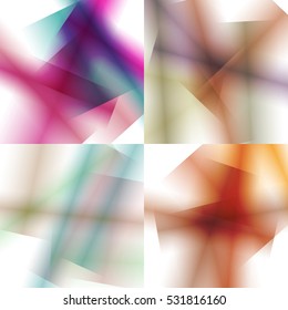 Set of colorful backgrounds with soft gradients and lines. Abstract texture with blurred and geometrical shapes. Stylish desighn element.