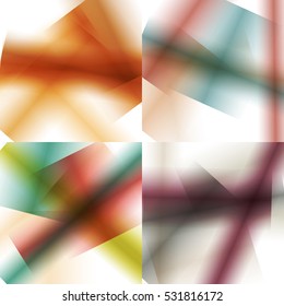 Set of colorful backgrounds with soft gradients and lines. Abstract texture with blurred and geometrical shapes. Stylish desighn element.