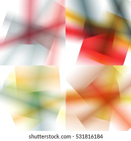Set of colorful backgrounds with soft gradients and lines. Abstract texture with blurred and geometrical shapes. Stylish desighn element.