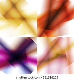 Set of colorful backgrounds with soft gradients and lines. Abstract texture with blurred and geometrical shapes. Stylish desighn element.