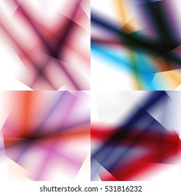 Set of colorful backgrounds with soft gradients and lines. Abstract texture with blurred and geometrical shapes. Stylish desighn element.
