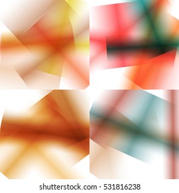 Set of colorful backgrounds with soft gradients and lines. Abstract texture with blurred and geometrical shapes. Stylish desighn element.