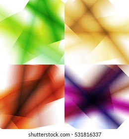 Set of colorful backgrounds with soft gradients and lines. Abstract texture with blurred and geometrical shapes. Stylish desighn element.