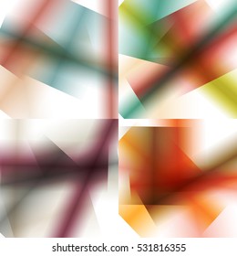 Set of colorful backgrounds with soft gradients and lines. Abstract texture with blurred and geometrical shapes. Stylish desighn element.