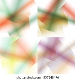 Set of colorful backgrounds with soft gradients and lines. Abstract texture with blurred and geometrical shapes. Stylish desighn element.