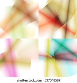 Set of colorful backgrounds with soft gradients and lines. Abstract texture with blurred and geometrical shapes. Stylish desighn element.