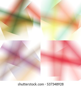 Set of colorful backgrounds with soft gradients and lines. Abstract texture with blurred and geometrical shapes. Stylish desighn element.