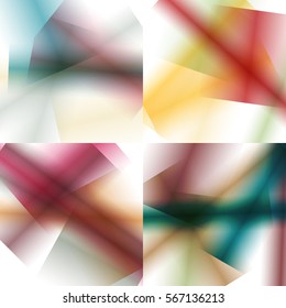 Set of colorful backgrounds with soft gradients and lines. Abstract texture with blurred and geometrical shapes. Stylish desighn element.