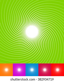 Set of colorful backgrounds with spiral, swoosh shapes.