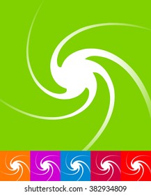 Set of colorful backgrounds with spiral, swoosh shapes.