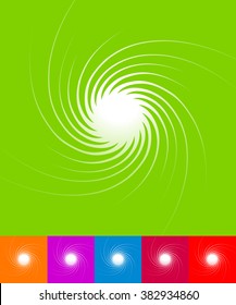 Set of colorful backgrounds with spiral, swoosh shapes.