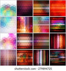 Set of colorful backgrounds. Vector geometric shapes.
