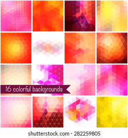 Set of colorful backgrounds. Vector geometric shapes.