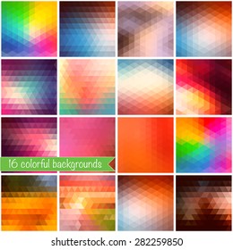 Set of colorful backgrounds. Vector geometric shapes.