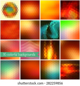 Set of colorful backgrounds. Vector geometric shapes.
