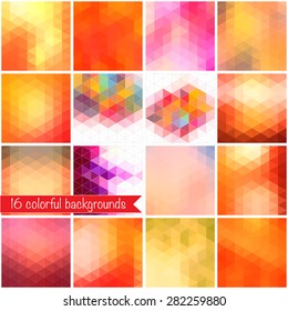 Set of colorful backgrounds. Vector geometric shapes.