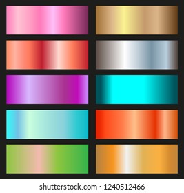 Set of colorful backgrounds. Vector metallic gradient collection for your design.